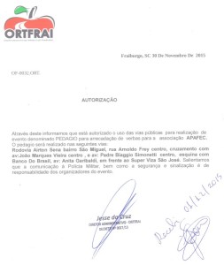 Autorização Ortifrai 4º Pedagio do Cecap